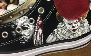 I Turned These Boring Shoes Into A Perfect Pair For A 9-Year-Old Horror Movie Fan