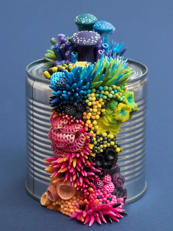 Artist Upcycles Trash By Sculpting Vibrant Coral-Like Growths On It, And We're Digging The Message