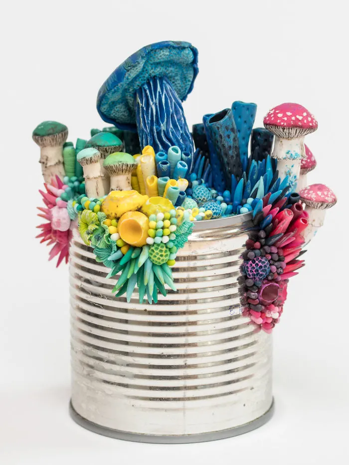 Artist Upcycles Trash By Sculpting Vibrant Coral-Like Growths On It, And We're Digging The Message