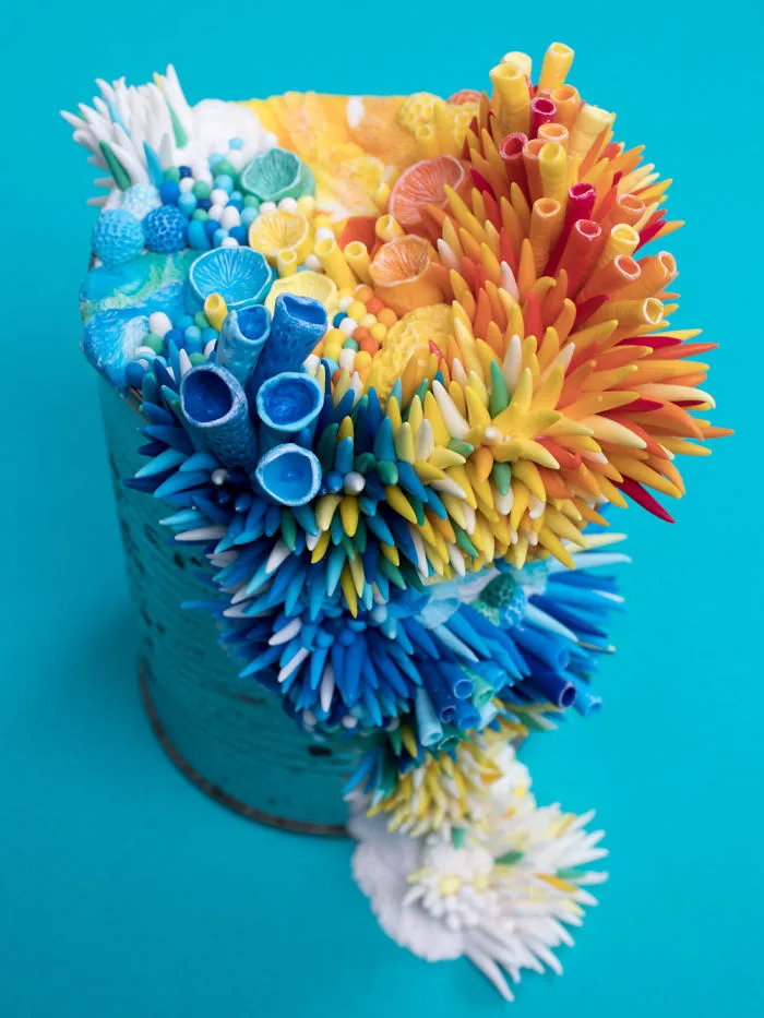 Artist Upcycles Trash By Sculpting Vibrant Coral-Like Growths On It, And We're Digging The Message