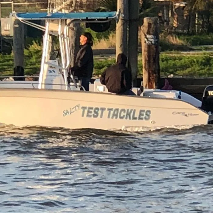 Funny and creative boat name with two men inside