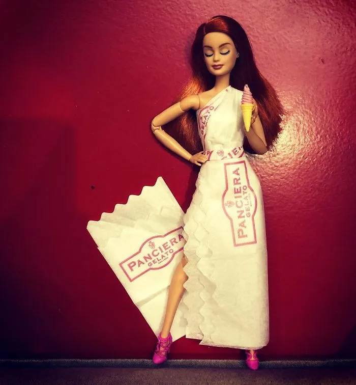 Man Uses Toilet Paper And Tissues To Create Wedding Dresses For His Barbies, And Result Is Amazing