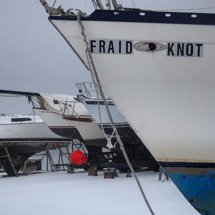 Funny named massive white boat 