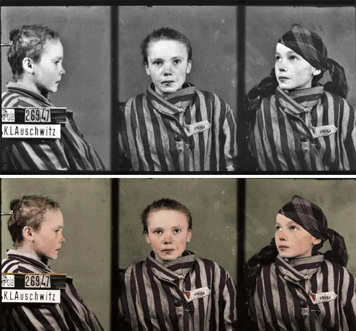 Colorized Photo Of A Catholic Girl. Czesława Kwoka, 1942-43