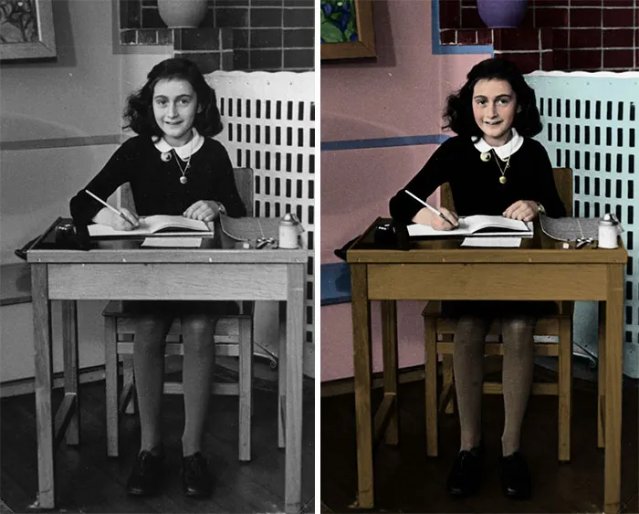 Colorized Photograph Of Anne Frank