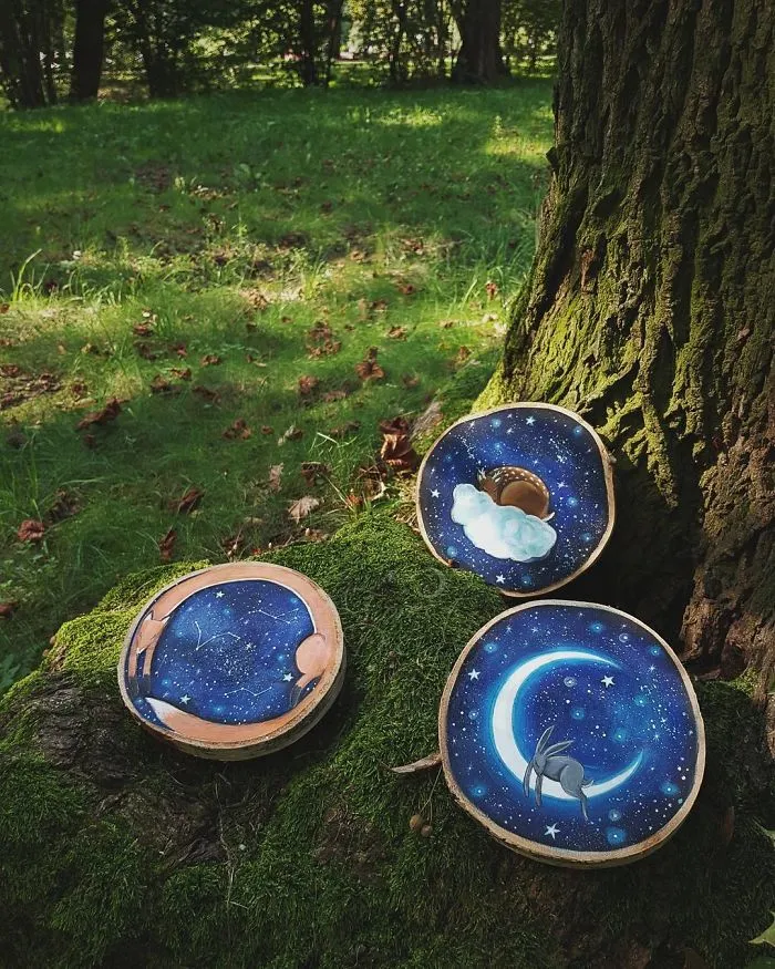 I Paint Magical Starry Scenes On Scavenged Wood (30 Pics)