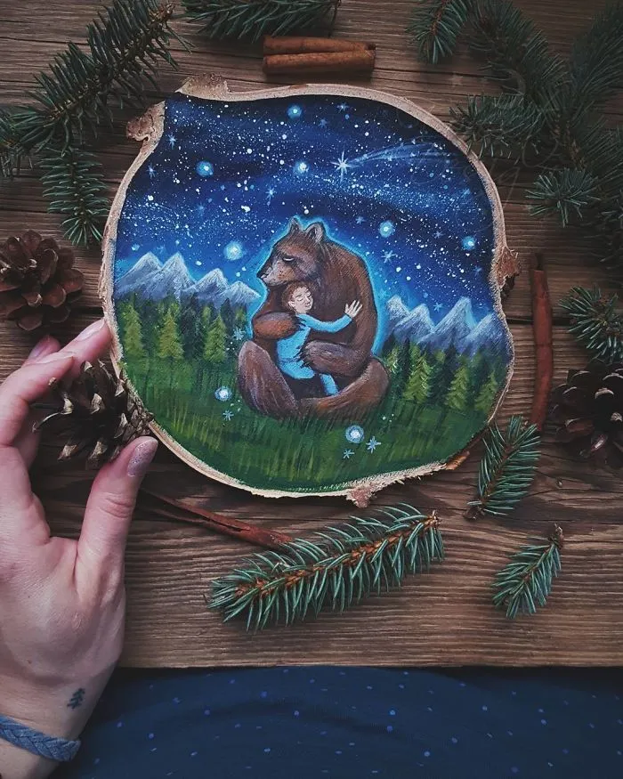 I Paint Magical Starry Scenes On Scavenged Wood (30 Pics)