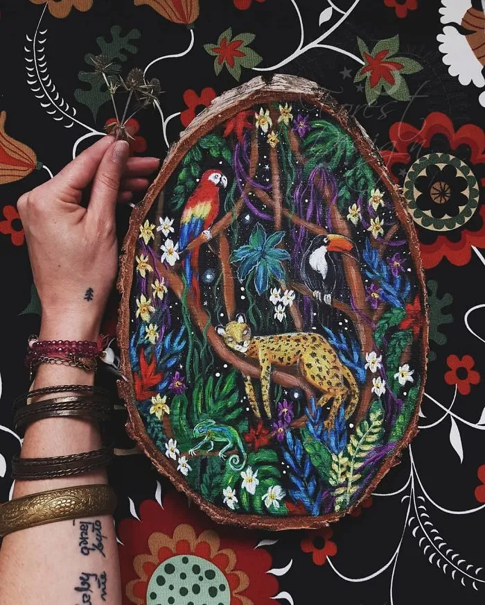 I Paint Magical Starry Scenes On Scavenged Wood (30 Pics)