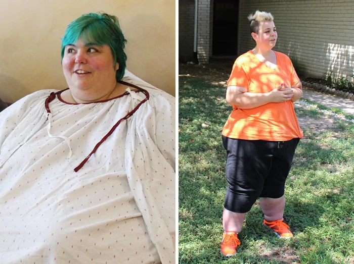 Pictures of Paula before and after weight transformation