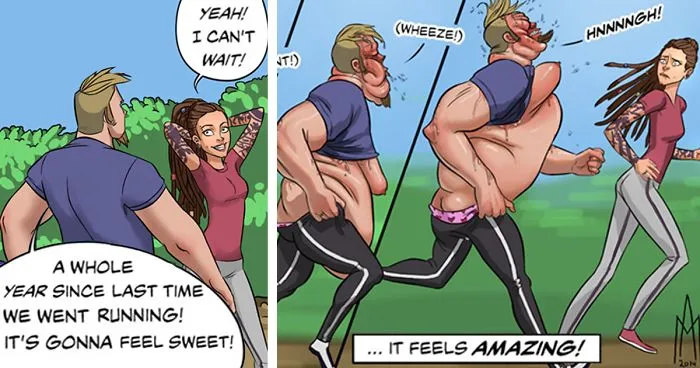 We're A Married Couple Who Illustrate Our Everyday Problems With A Surreal Twist
