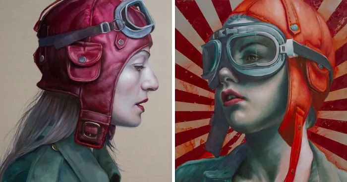 This Artist Paints Women With Helmets On And Social Media Loves Them