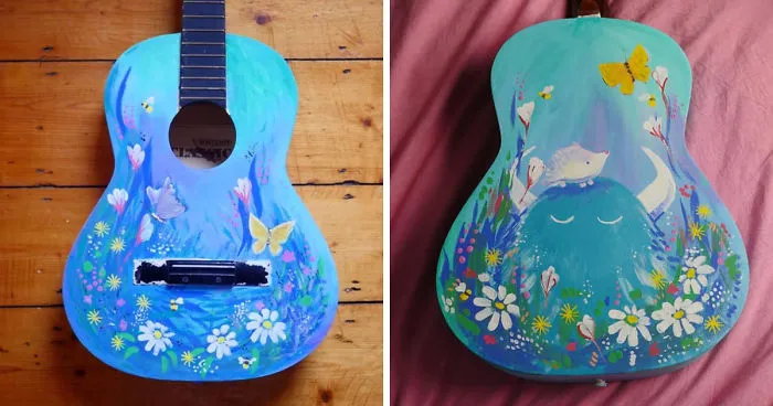 I Was Commissioned To Paint A Guitar To Reflect The Owner's Personality