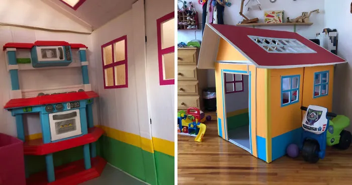 I Made A Little Cardboard House For My Daughter