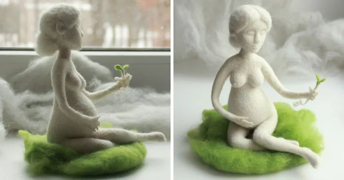 I Made Needle Felted Sculpture Of Pregnant Woman