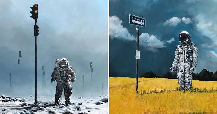 I Create Melancholic Paintings Of Astronauts And Sheep