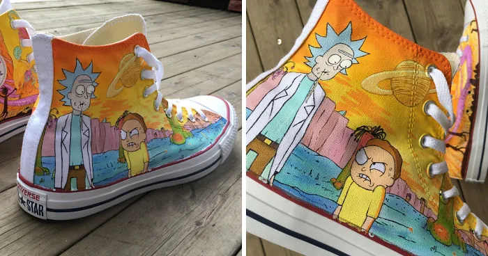 I Hand-Painted These Shoes With Rick And Morty Characters