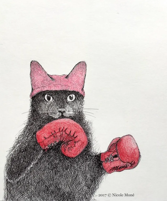 Drawings Of Cats With Pink Pussy Hats