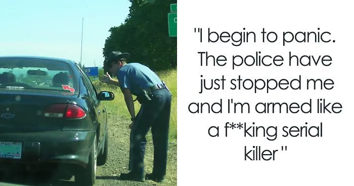 Guy Gets Pulled Over By Police, Suddenly Realizes He Has Murder Weapon Props In Passenger Seat