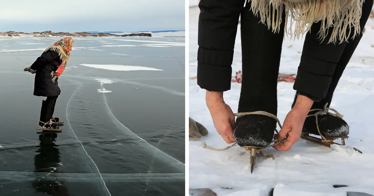 76 y.o. "Babushka of Baikal" Lives Alone In Siberia And Skates Across Baikal Every Day For A Heartwarming Reason