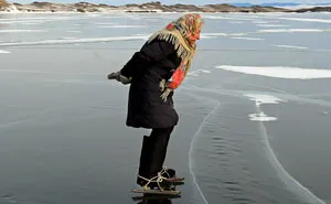 76 y.o. "Babushka of Baikal" Lives Alone In Siberia And Skates Across Baikal Every Day For A Heartwarming Reason