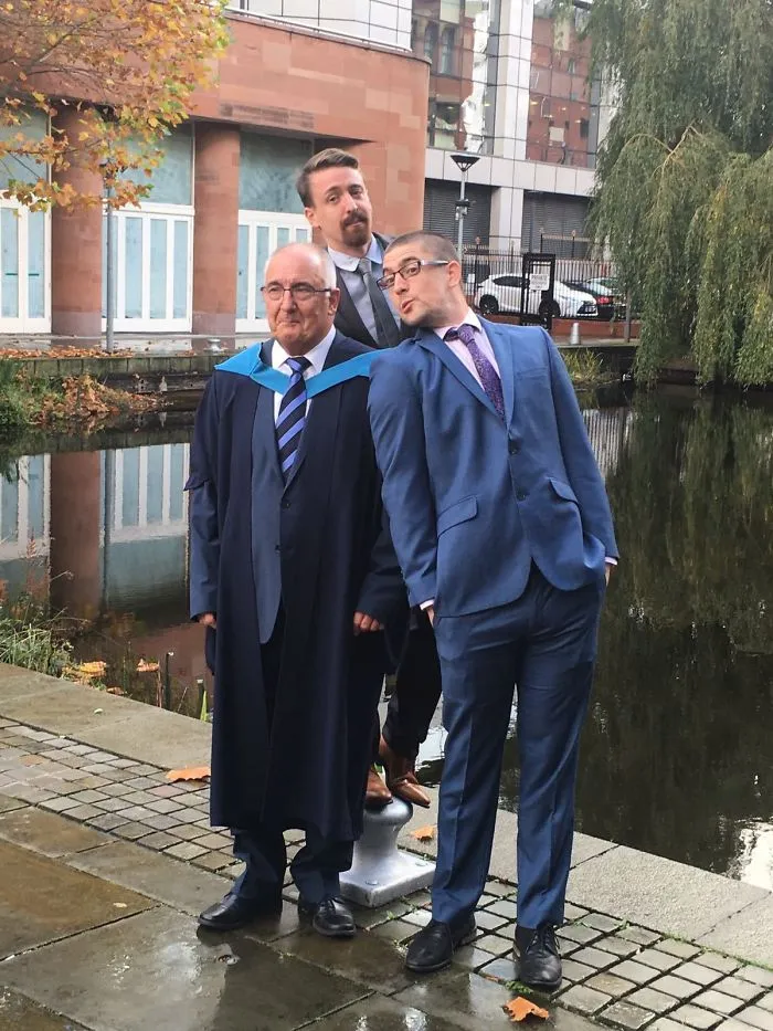 My Dad Just Graduated At The Age Of 71. My Mum Wanted A Nice Picture Of  'Her Boys'