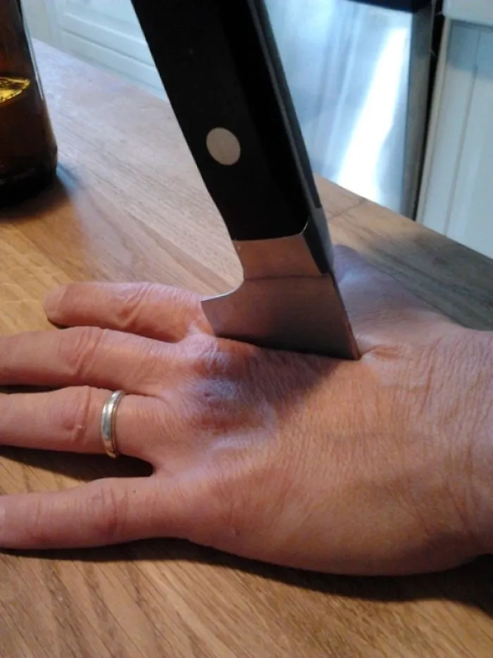 A mi madre se le rompió un cuchillo mientras cocinaba y me mandó esta foto