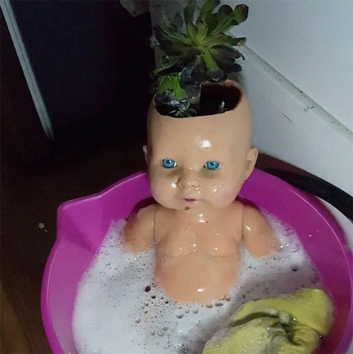 145 People Who Turned Old Dolls Into Planters And Scared The Hell Out Of Their Neighbors