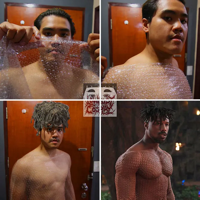 Vuelve el chico del cosplay barato con sus disfraces de bajo coste, y los resultados son divertidísimos y acertados (20+ imágenes)