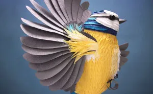 I Hand-Cut Paper Into Hundreds Of Tiny Pieces To Create Sculptures Of Birds, Bees, And Other Creatures