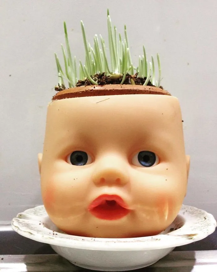 145 People Who Turned Old Dolls Into Planters And Scared The Hell Out Of Their Neighbors