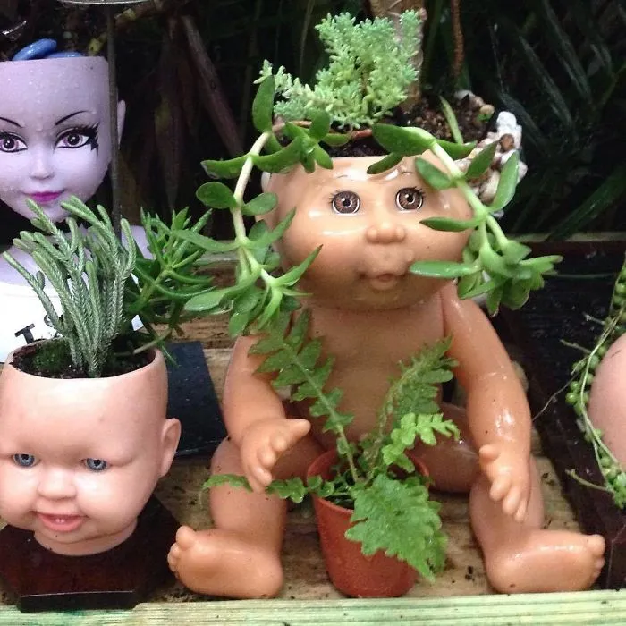 145 People Who Turned Old Dolls Into Planters And Scared The Hell Out Of Their Neighbors