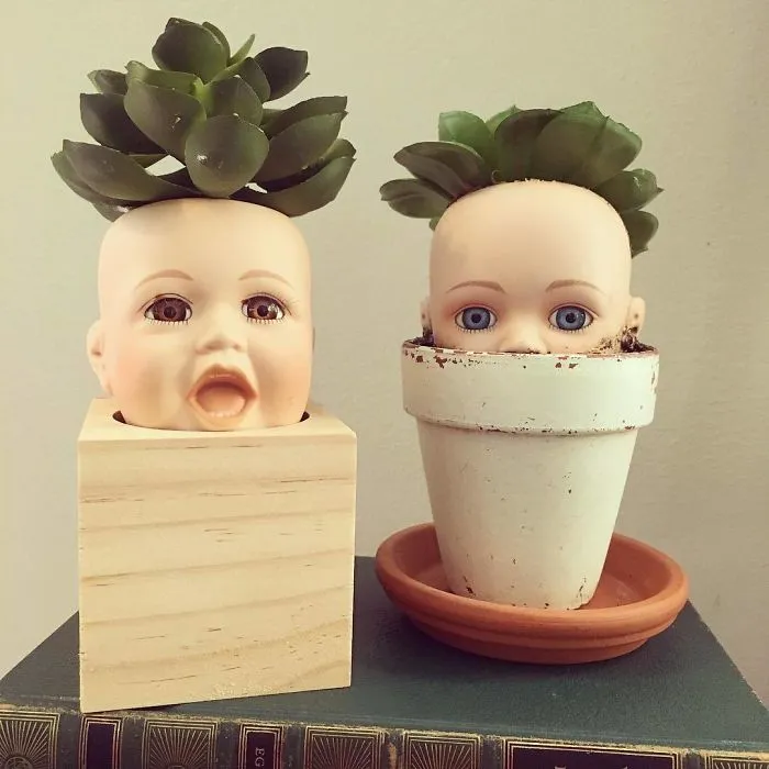 145 People Who Turned Old Dolls Into Planters And Scared The Hell Out Of Their Neighbors