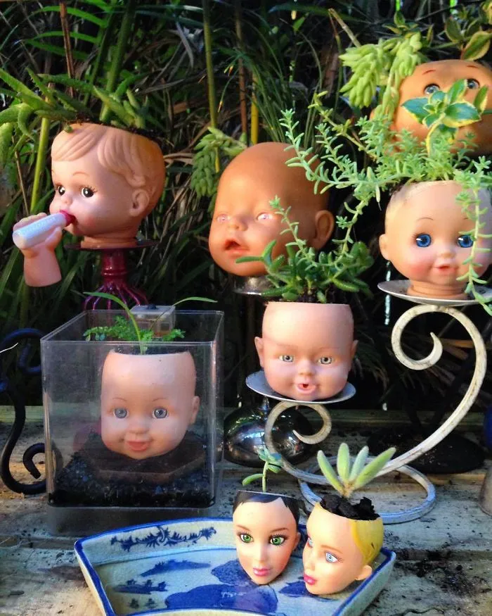 145 People Who Turned Old Dolls Into Planters And Scared The Hell Out Of Their Neighbors