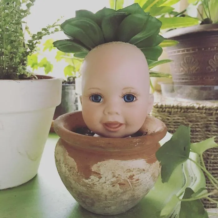 145 People Who Turned Old Dolls Into Planters And Scared The Hell Out Of Their Neighbors