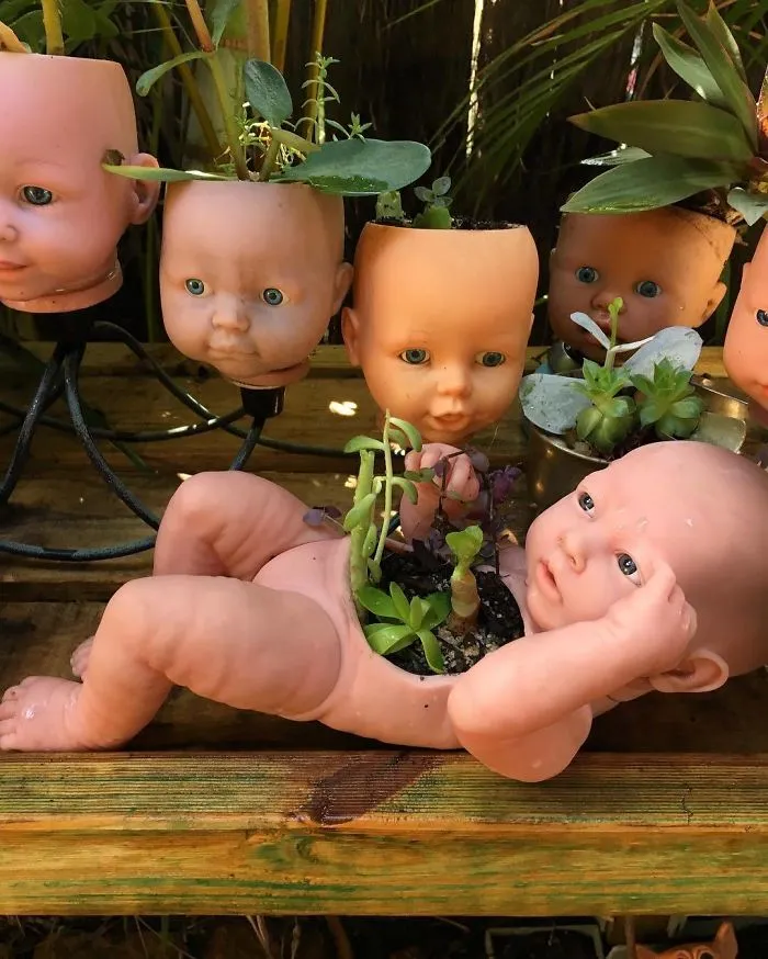 145 People Who Turned Old Dolls Into Planters And Scared The Hell Out Of Their Neighbors