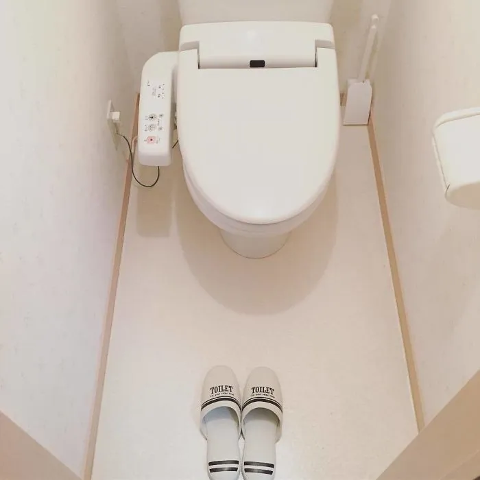 No solo tienes que quitarte los zapatos a la entrada y ponerte zapatillas, también hay que usar unas distintas si vas al baño
