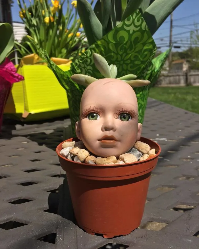 145 People Who Turned Old Dolls Into Planters And Scared The Hell Out Of Their Neighbors