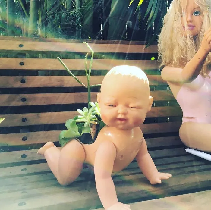 145 People Who Turned Old Dolls Into Planters And Scared The Hell Out Of Their Neighbors