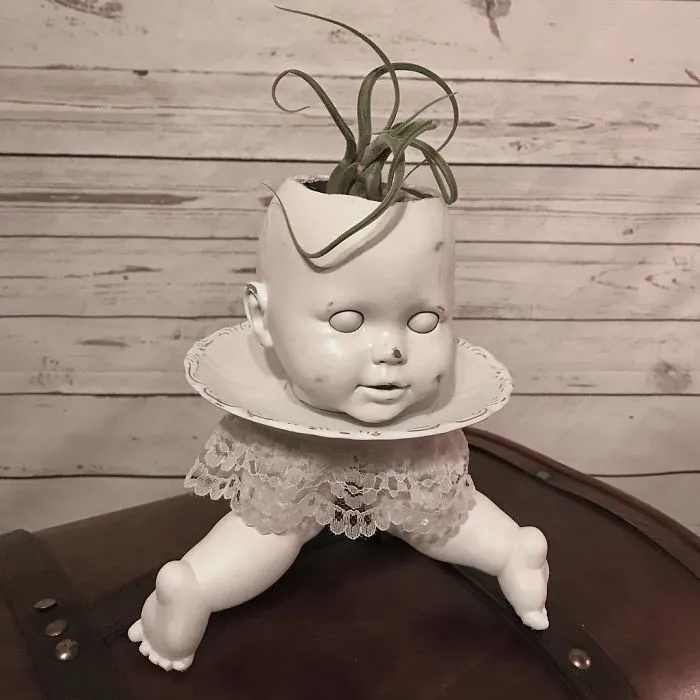 145 People Who Turned Old Dolls Into Planters And Scared The Hell Out Of Their Neighbors