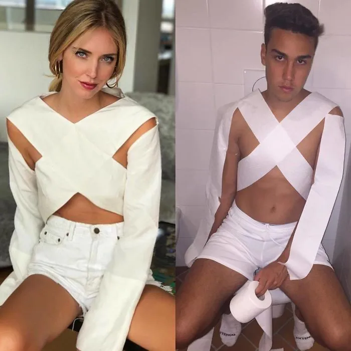 Este italiano triunfa en Instagram parodiando el look de los famosos con lo que encuentra por casa