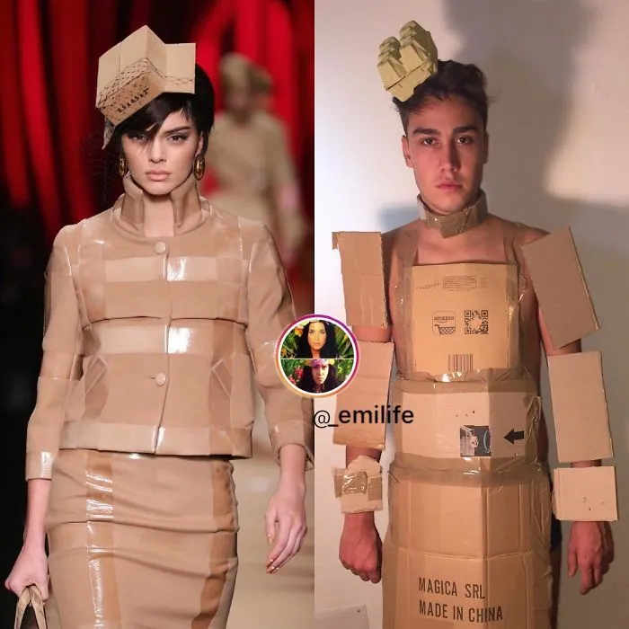 Este italiano triunfa en Instagram parodiando el look de los famosos con lo que encuentra por casa