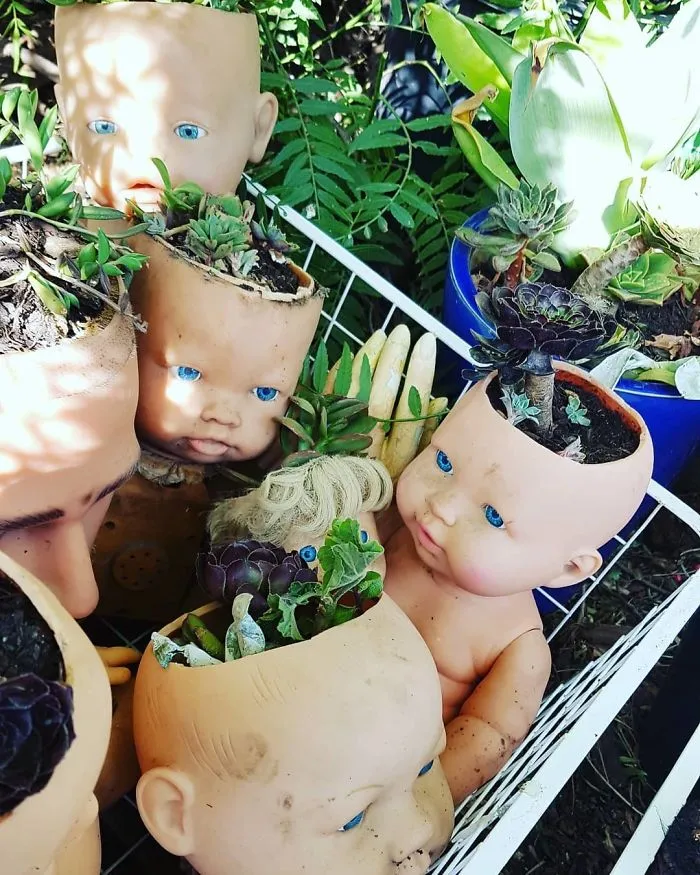 145 People Who Turned Old Dolls Into Planters And Scared The Hell Out Of Their Neighbors