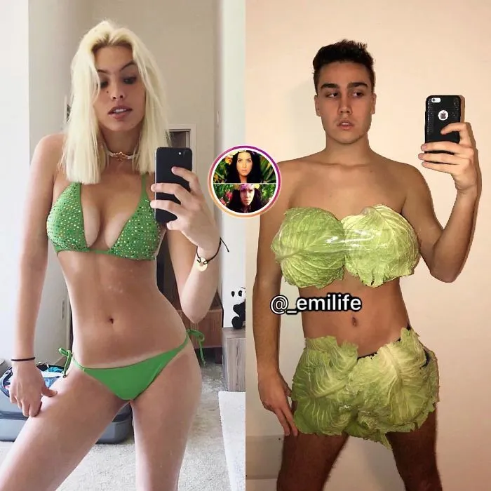 Este italiano triunfa en Instagram parodiando el look de los famosos con lo que encuentra por casa