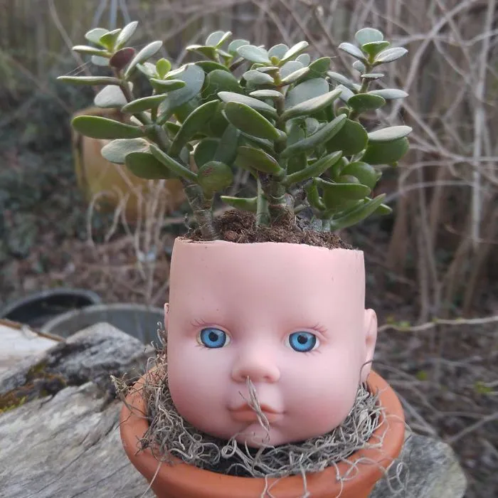 145 People Who Turned Old Dolls Into Planters And Scared The Hell Out Of Their Neighbors