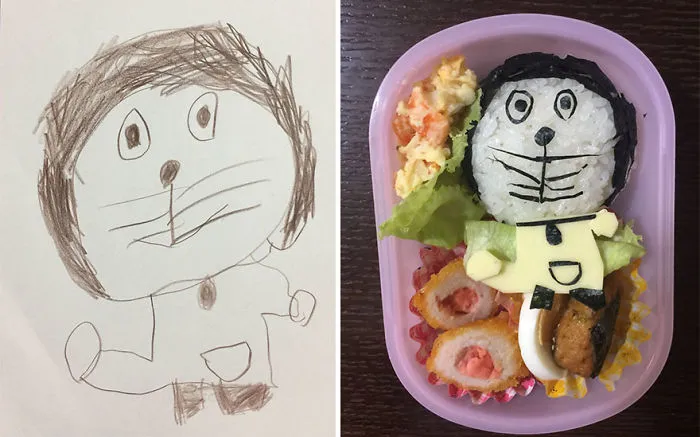 Japanese Dad Takes His Daughter's Drawings And Turns Them Into Adorable Meals