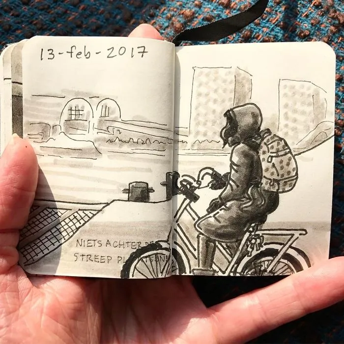 I Sketched Fellow Passengers On The Ferry In Amsterdam In A Tiny Sketchbook, Here's The Result (30 Pics)