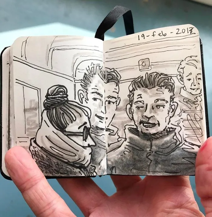 I Sketched Fellow Passengers On The Ferry In Amsterdam In A Tiny Sketchbook, Here's The Result (30 Pics)