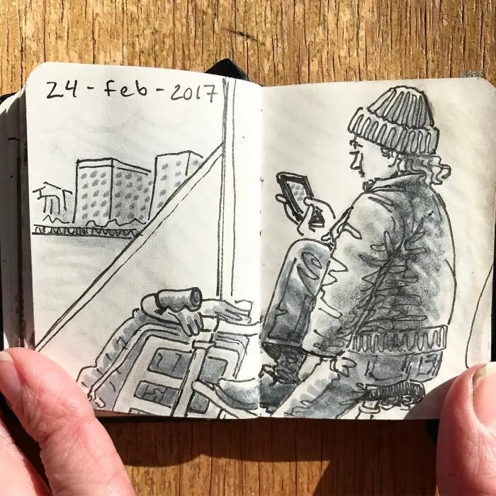 I Sketched Fellow Passengers On The Ferry In Amsterdam In A Tiny Sketchbook, Here's The Result (30 Pics)