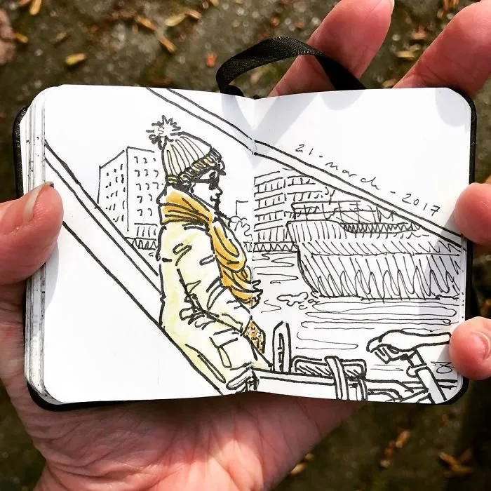 I Sketched Fellow Passengers On The Ferry In Amsterdam In A Tiny Sketchbook, Here's The Result (30 Pics)