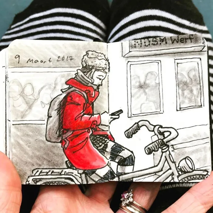 I Sketched Fellow Passengers On The Ferry In Amsterdam In A Tiny Sketchbook, Here's The Result (30 Pics)